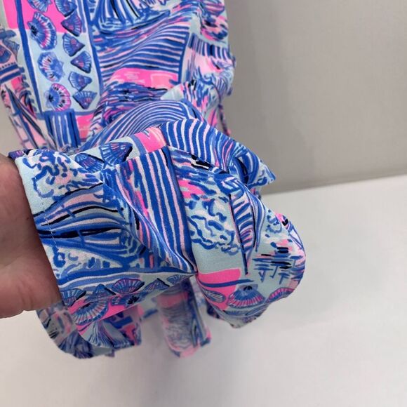 Lilly Pulitzer Sahar Romper in Whisper Blue Yeah Buoy Size 2 - Picture 13 of 16